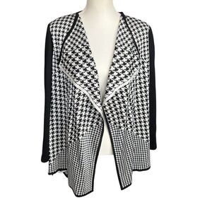 St. John Collection Women's Houndstooth Open Drape Front Cardigan Size Small P